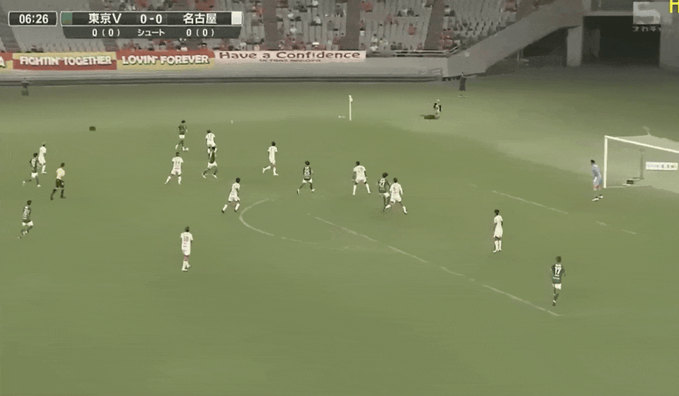 天皇杯半场战报:新井悠太与内田宅哉破门,东京绿茵1-1名古屋